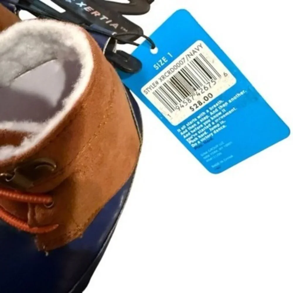 XERITA NWT Blue Crib Shoes Size 1 Infant Boys Baby Casual Fuzzy Booties